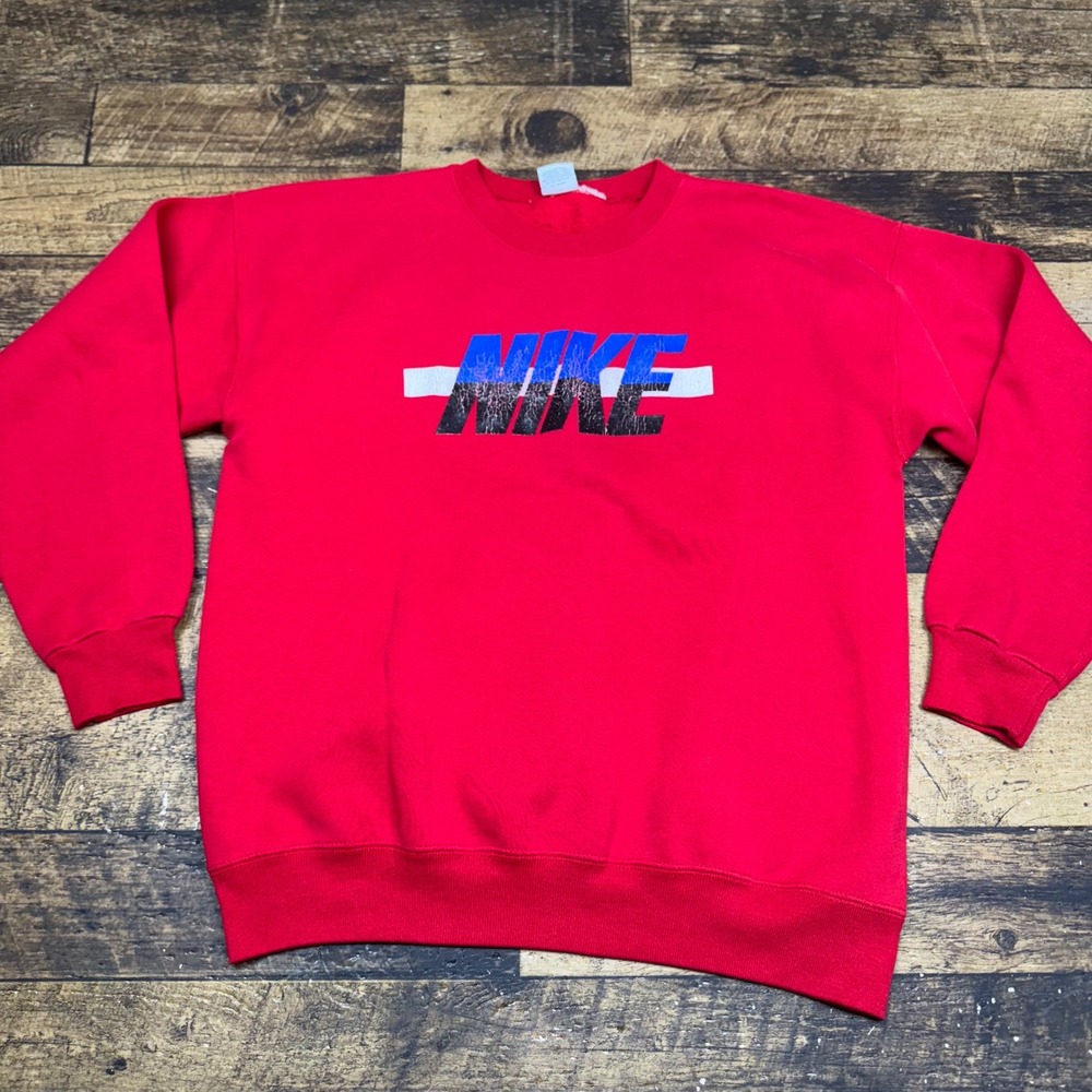 Nike Sweatshirt‎ Pullover Vintage Made In USA Graphic Logo Red Mens Size S READ